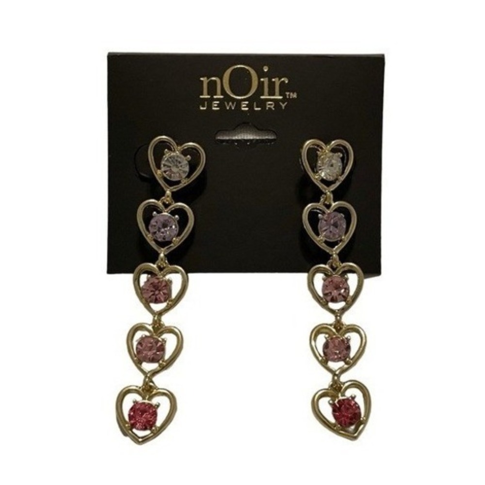 Noir Heat Statement Earrings Pink Purple CZ 14K Gold Plated Dangle Pierced